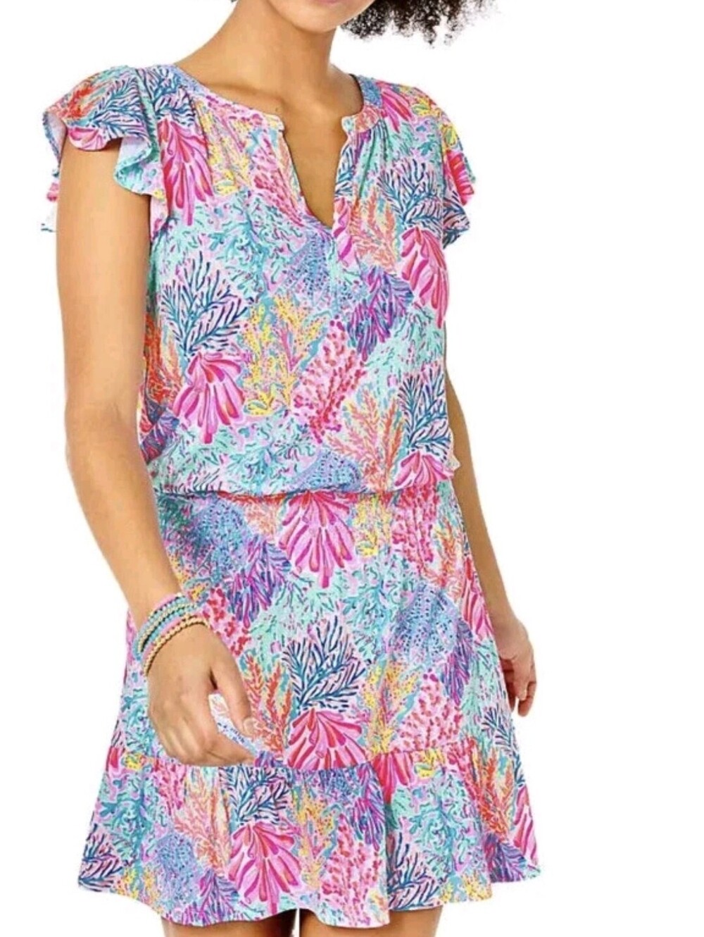 LILLY PULITZER Ravi Romper Skort Dress Women's XS Splashdance Pink Blue $168